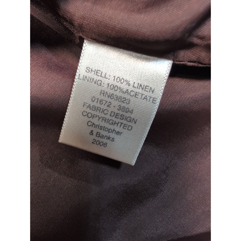 Christopher & Banks Shirt Womens M Linen Button Up Floral Embroidery Preppy - Picture 7 of 12